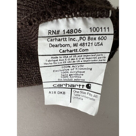 CARHARTT Stocking Cap Knit Hat Beanie Dark Brown A18 DKB - Picture 3 of 4